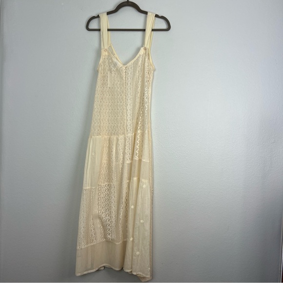 By Anthropologie | NEW Crème Delicate Lace Tunic Boho Maxi Dress Festival XS S - Picture 7 of 15